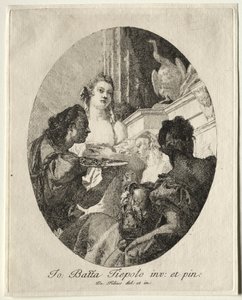 Tres mujeres presentando regalos de Marco Antonio a Cleopatra de Giovanni Domenico Tiepolo
