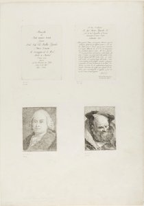 Página de título, dedicación, retrato de Giambattista Tiepolo, anciano barbudo de Giovanni Domenico Tiepolo