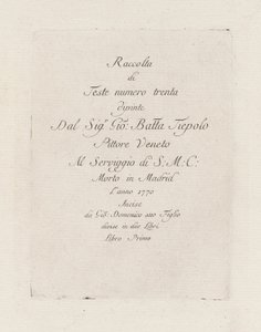 Portada, de la Raccolta di Teste (Colección de cabezas) de Giovanni Domenico Tiepolo