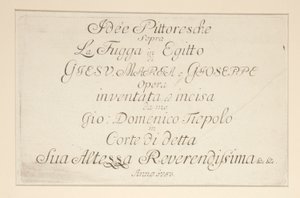 Portada, de la serie Ideas pintorescas sobre la huida a Egipto de Giovanni Domenico Tiepolo