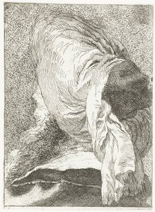Hombre turco con la cabeza vuelta hacia otro lado con turbante Colección de cabezas (título de la serie) Raccolta di Teste (título de la serie) de Giovanni Domenico Tiepolo