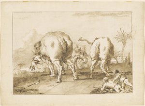 Dos elefantes alborotados de Giovanni Domenico Tiepolo