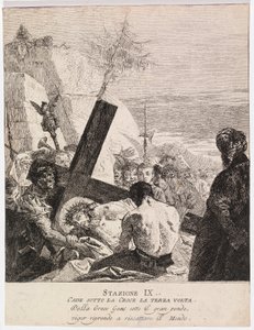 Via crucis - Estación IX. Jesús cae por tercera vez de Giovanni Domenico Tiepolo