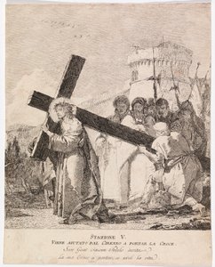 Via crucis - Estación V. Simón de Cirene ayuda a Jesús a llevar la cruz