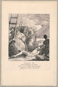 Vía crucis - Estación XI, Jesús clavado en la cruz de Giovanni Domenico Tiepolo