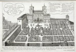 Vista de los Jardines y el Palacio del Gran Duque de Toscana, Roma de Giovanni Domenico de