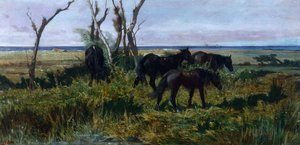 Caballos pastando de Giovanni Fattori