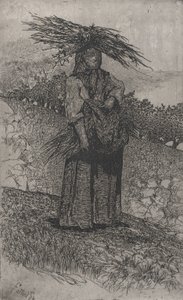 Campesina recogiendo leña, 1884-1908