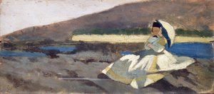 Dama sentada en el paisaje de Giovanni Fattori