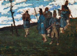 Soldados del 59, c.1859 (óleo sobre tabla) de Giovanni Fattori
