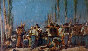 Las masacres de Mantua, de Giovanni Fattori (1825-1908), óleo sobre tabla de Giovanni Fattori