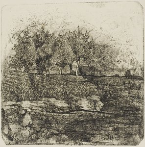 Árboles en un prado de Giovanni Fattori