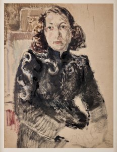 Chica de negro (óleo sobre papel)