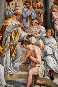 Bautismo de Constantino por el papa Silvestre 1. 1517-1524 (fresco) de Giovanni Francesco (c.1488 1528) Penni