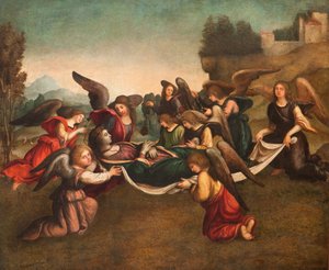 El funeral de la Virgen, después de la restauración de Giovanni Francesco Caroto