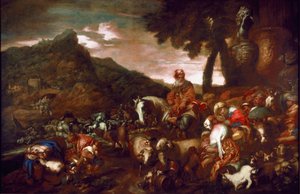 El viaje de Abraham. Pintura de Giovanni Benedetto Castiglione (il Grechetto) 1654 Galleria di Palazzo Rosso Génova de Giovanni Francesco Castiglione
