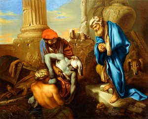 Tobías enterrando a los muertos desafiando las órdenes de Senaquerib de Giovanni Francesco Castiglione