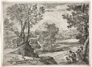 Paisaje con una familia, 1643 de Giovanni Francesco Grimaldi