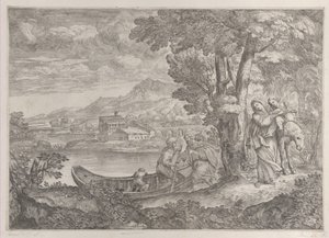 Paisaje con la huida a Egipto, 1626-80 de Giovanni Francesco Grimaldi