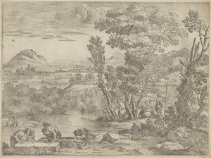 Paisaje con cuatro dados