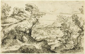 Dos hombres en la cima de una montaña de Giovanni Francesco Grimaldi