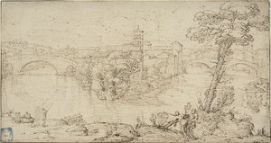 Vista de Isola Tiberina de Giovanni Francesco Grimaldi