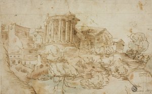 Vista del Templo de Vesta, Tívoli de Giovanni Francesco Grimaldi