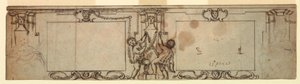 Dibujo, Proyecto de panelado tallado, 1650 de Giovanni Francesco Romanelli