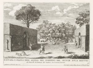 Fontein conoció a adelaar en de tuinen van de Villa Celimontana te Rome Fuente y piazza del aquila en el jardín del Sr. Duke Mattei (...) (título sobre objeto) Las fuentes en los palacios y jardines de Roma (título de la serie) Fonteinen in de paleizen en 