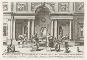 Loggia en tuin van de Villa Medici te Rome Fuente de Mercurio en el jardín del Gran Duque de Toscana en Trinita de Monti (...) (título sobre objeto) Las fuentes en los palacios y jardines de Roma (título de la serie) Fonteinen in de paleizen en tuinen van  de Giovanni Francesco Venturini