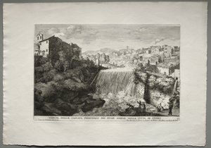 Veduta della Cascata Principale del Fiume Aniene en la ciudad de Tivoli de Giovanni Francesco Venturini