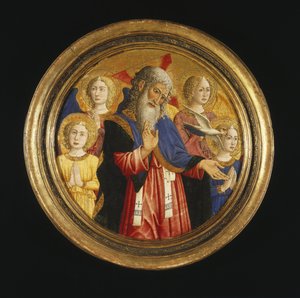 Dios Padre con cuatro ángeles y la paloma del Espíritu Santo, ca 1460