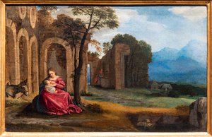 Descanso durante la Huida a Egipto de Giovanni Girolamo Savoldo