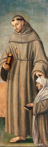 San Francisco y Comisario, bisagra del tríptico que representa la Natividad con los santos Francisco y Bartolomé con dos donantes de Giovanni Girolamo Savoldo