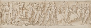 32 copias de la columna de Marco Aurelio, Piazza Colonna en Roma de Giovanni Guerra