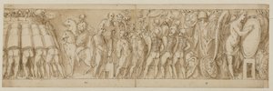 32 copias después de la columna de Marco Aurelio, Piazza Colonna en Roma de Giovanni Guerra