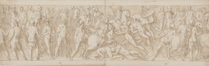 32 copias de la columna de Marco Aurelio, Piazza Colonna en Roma de Giovanni Guerra