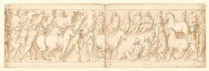 32 copias después de la columna de Marco Aurelio, Piazza Colonna en Roma de Giovanni Guerra