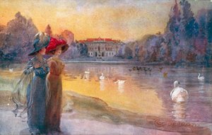 Milán / Milan: Jardines públicos y Villa Reale (litografía en color)