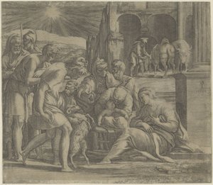 Adoración de los pastores de Giovanni Jacopo Caraglio