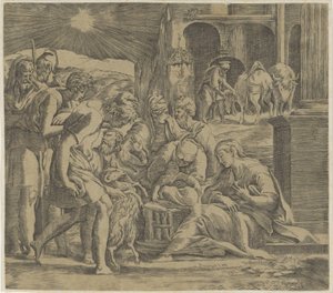 Adoración de los pastores de Giovanni Jacopo Caraglio