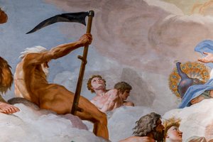 Saturno, dios del tiempo. Detalle de "El consejo de los dioses" 1624-1625. fresco