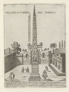 El obelisco egipcio de Ramsés II en la Piazza del Popolo en Roma Obelisco a S. Maria del Popolo (título sobre objeto) Monumentos y edificios modernos y antiguos en Roma (título de la serie) Ornamenti di fabriche antichi et moderni dell