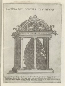De Pigna te Vaticaanstand La Pina en el Cortile di S. Pietro (título sobre objeto) Moderne en antieke Monumenten en bouwwerken en Roma (título de la serie) Adornos de edificios antiguos y modernos de la ciudad alma de Roma (título de la serie)