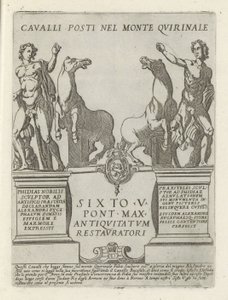 Dioscuren op de Quirinaal Caballos colocados en el Monte Quirinale (título sobre el objeto) Moderne en antieke Monumenten en bouwwerken en Roma (título de la serie) Adornos de edificios antiguos y modernos de la ciudad alma de Roma (título de la serie)