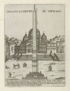 Obelisco del Vaticano Obelisco a S. Pietro in Vaticano (título sobre objeto) Monumentos y edificios modernos y antiguos en Roma (título de la serie) Ornamenti di fabriche antichi et moderni dell
