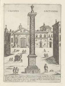 Columna de Marco Aurelio en Roma Colonna a S. Antonio (título sobre objeto) Monumentos y edificios modernos y antiguos en Roma (título de la serie) Ornamenti di fabriche antichi et moderni dell