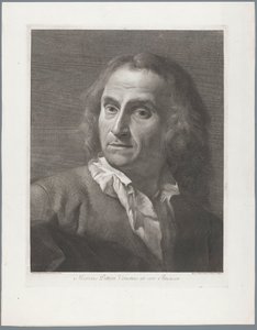 Portret van grabador Giovanni Marco Pitteri Marcus Pitteri Blue Engraver in Air (título sobre el objeto)
