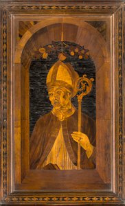Coro Canónico de Lignaean, Incrustado por Giovanni Maria Platina 1484, Stallo Superior, Sant