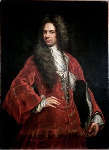 Retrato de un caballero con traje rojo de Giovanni Maria delle called Mulinaretto Piane